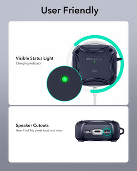 ESR AirPods 4 Cyber Blue case USB-C compatible design for safe charging on the go.