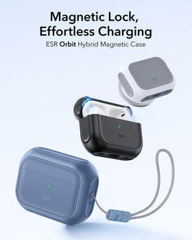 ESR AirPods Pro 2 blue case side view emphasizing grip-friendly design.