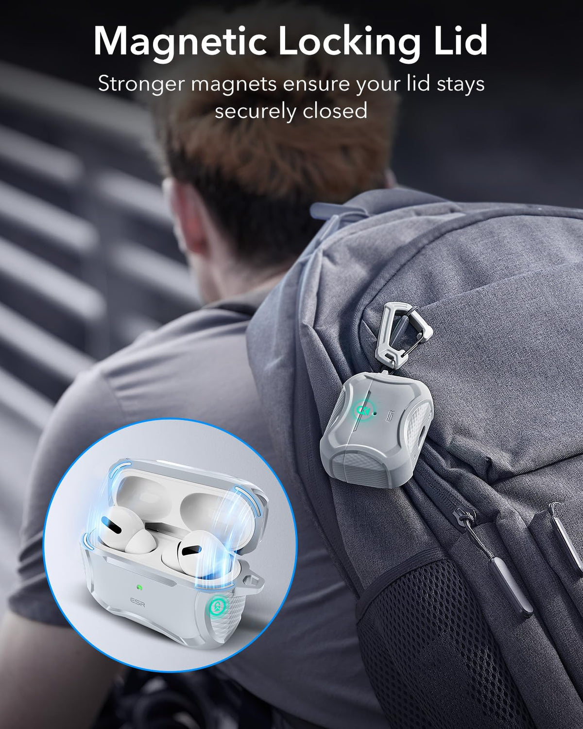 ESR AirPods Pro 2 case features shock-absorbing polymer and reinforced corners.