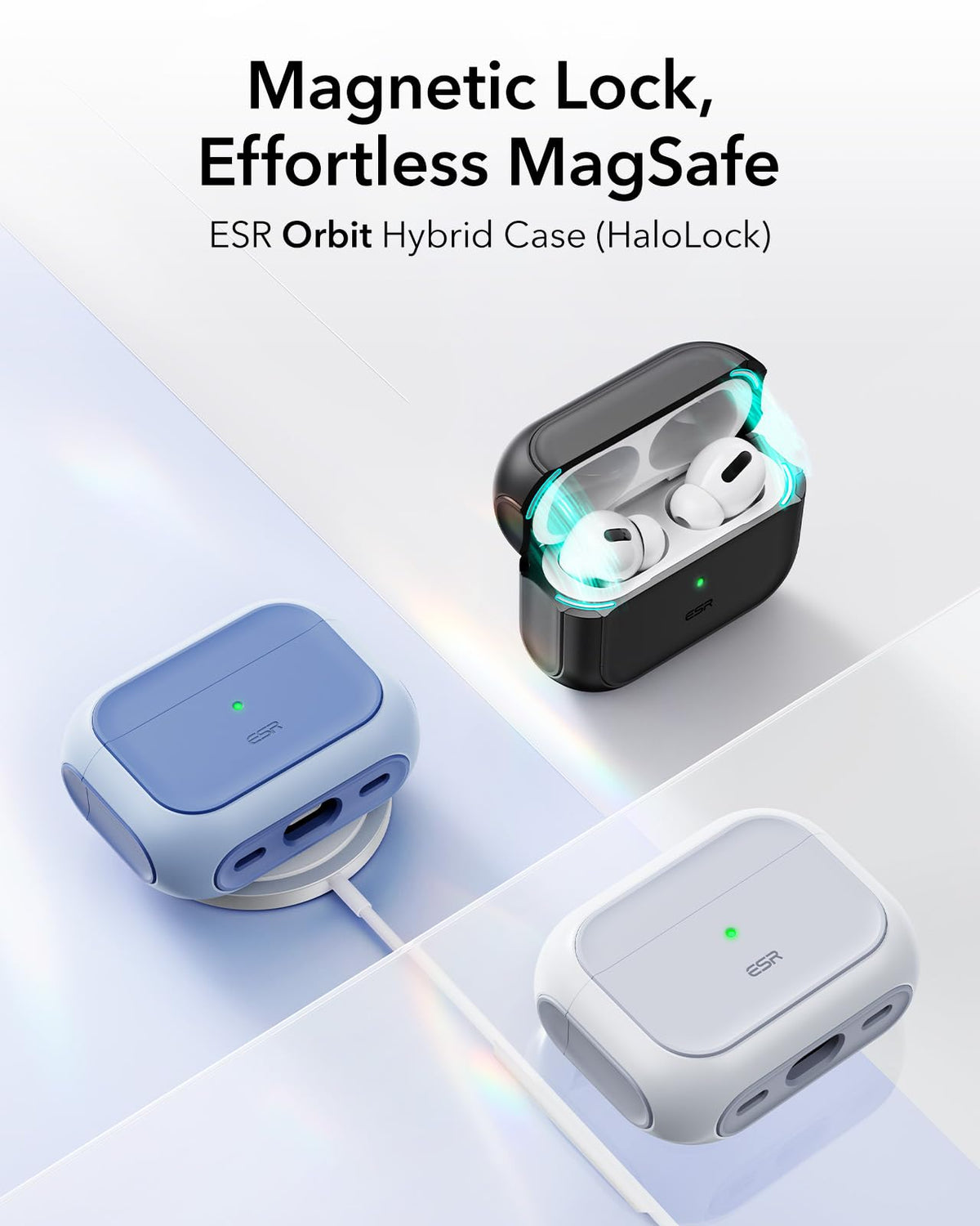 ESR AirPods Pro 2 case back view highlighting durable shell and protection.