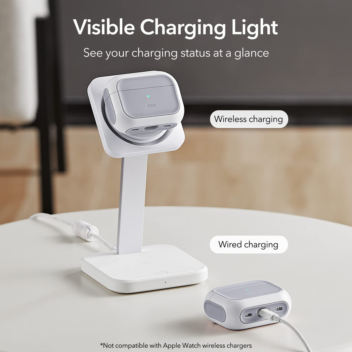 ESR AirPods Pro 2 case minimalist white design complements lifestyle.