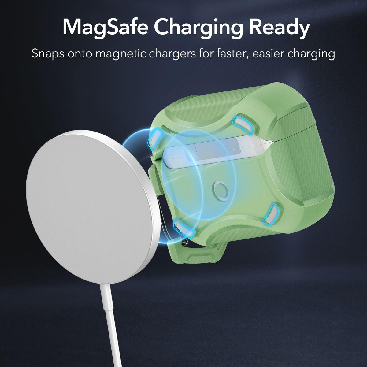 ESR AirPods Pro 2 case in use demonstrating drop protection with Air-Guard corners