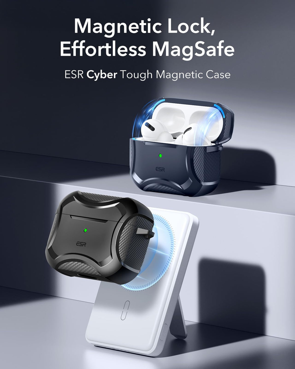 ESR AirPods Pro 2 case reinforced corners for drop protection.
