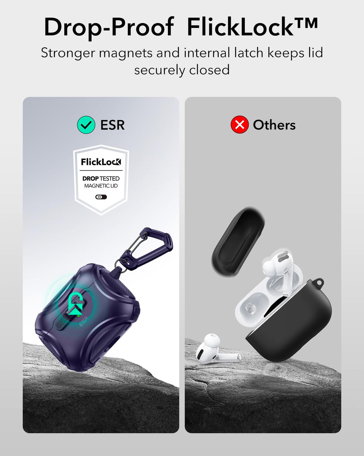 Front slider enables instant one-handed access to your earbuds