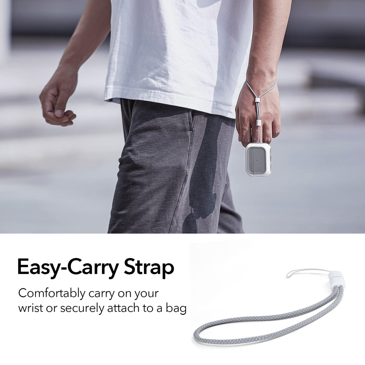 ESR AirPods Pro 2 case color white with MagSafe compatibility.
