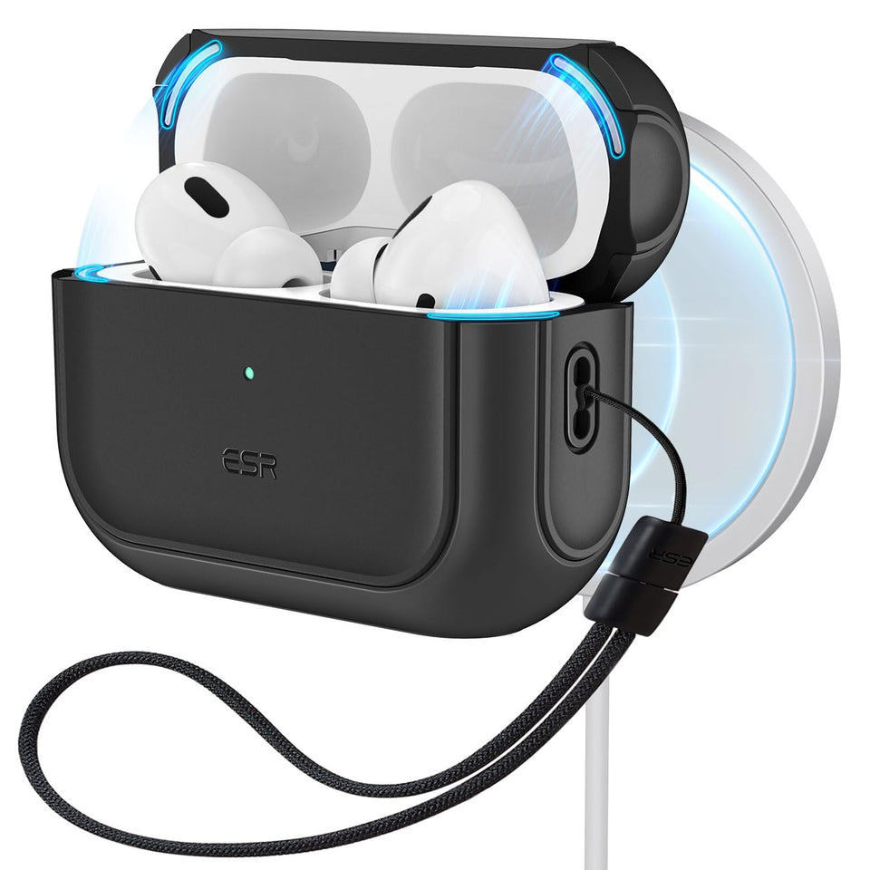 ESR AirPods Pro 2 case front view showing MagSafe-ready design for easy wireless charging.
