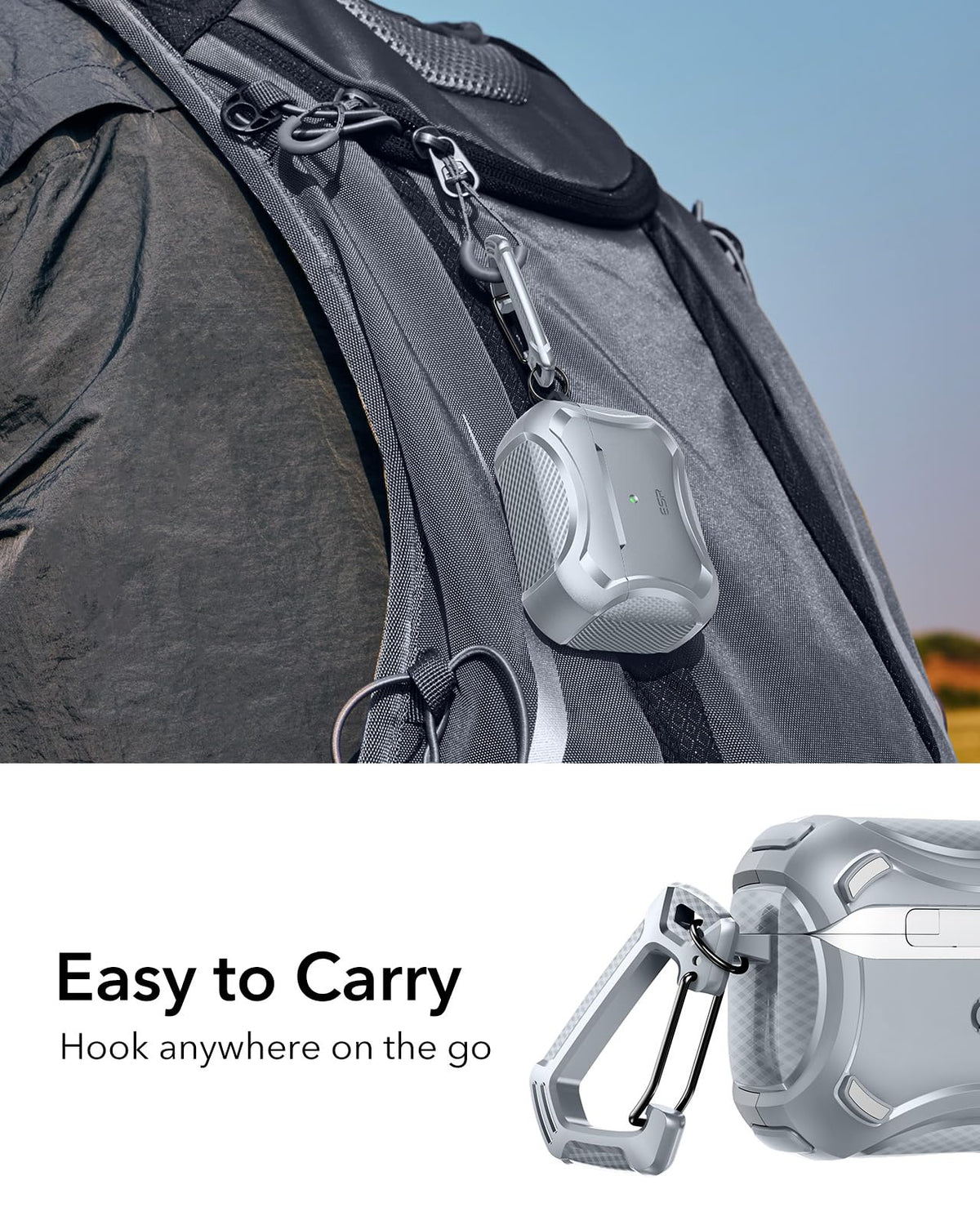 ESR AirPods Pro 2 case gray color fits any setup.