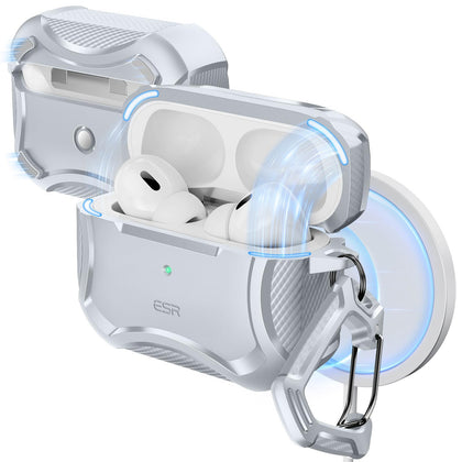 ESR AirPods Pro 2 case with magnetic lid for secure closure.