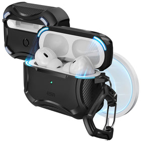 ESR AirPods Pro 2 case with MagSafe back magnets for secure wireless charging.