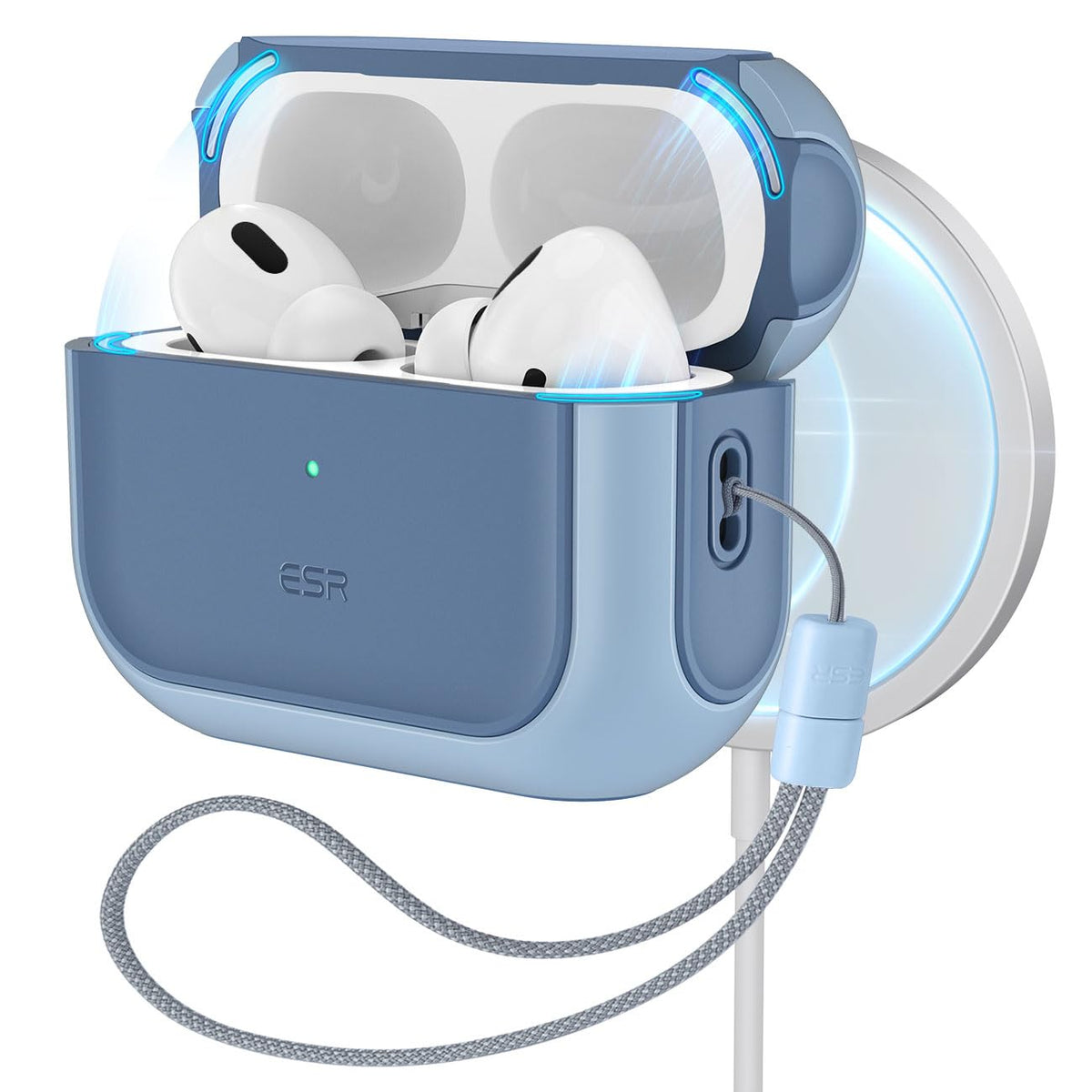 ESR AirPods Pro 2 case navy front view for stylish protection.