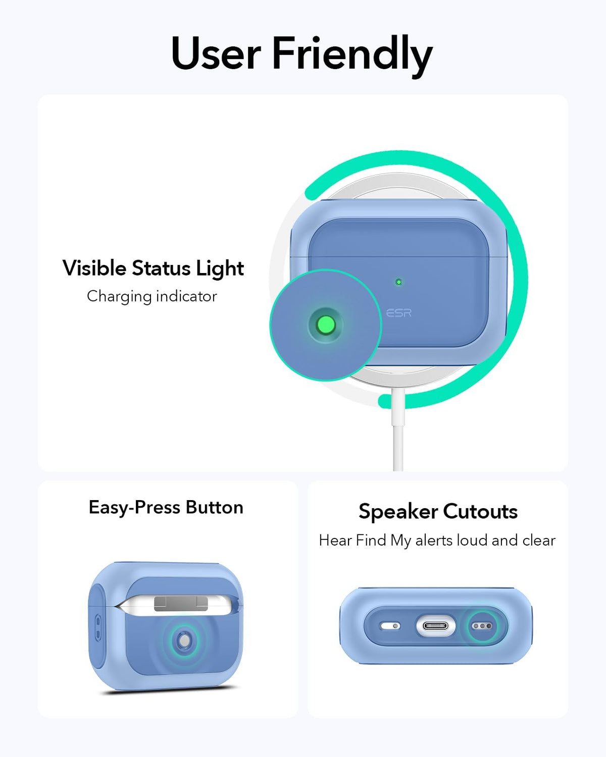 ESR AirPods Pro 2 case navy protection plan included.
