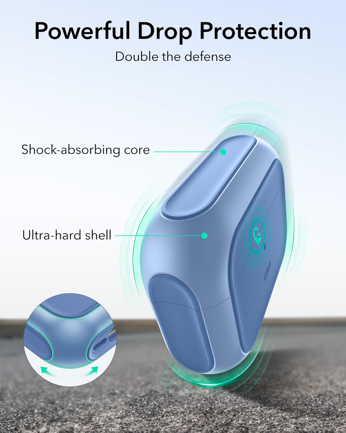 ESR AirPods Pro 2 case navy speaker cutouts aid Find My alerts.