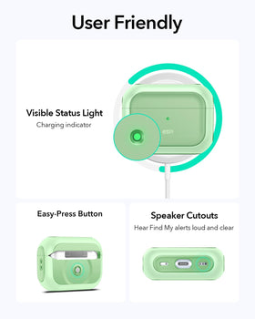 ESR AirPods Pro 2 case packaging and protection details in one view.