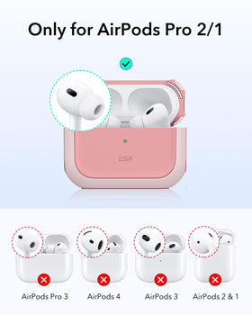 ESR AirPods Pro 2 case pink back view with drop protection for daily use.