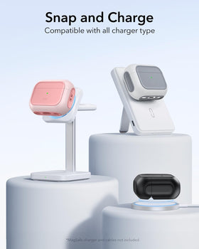 ESR AirPods Pro 2 case pink, speaker cutouts help Find My alerts clearly.