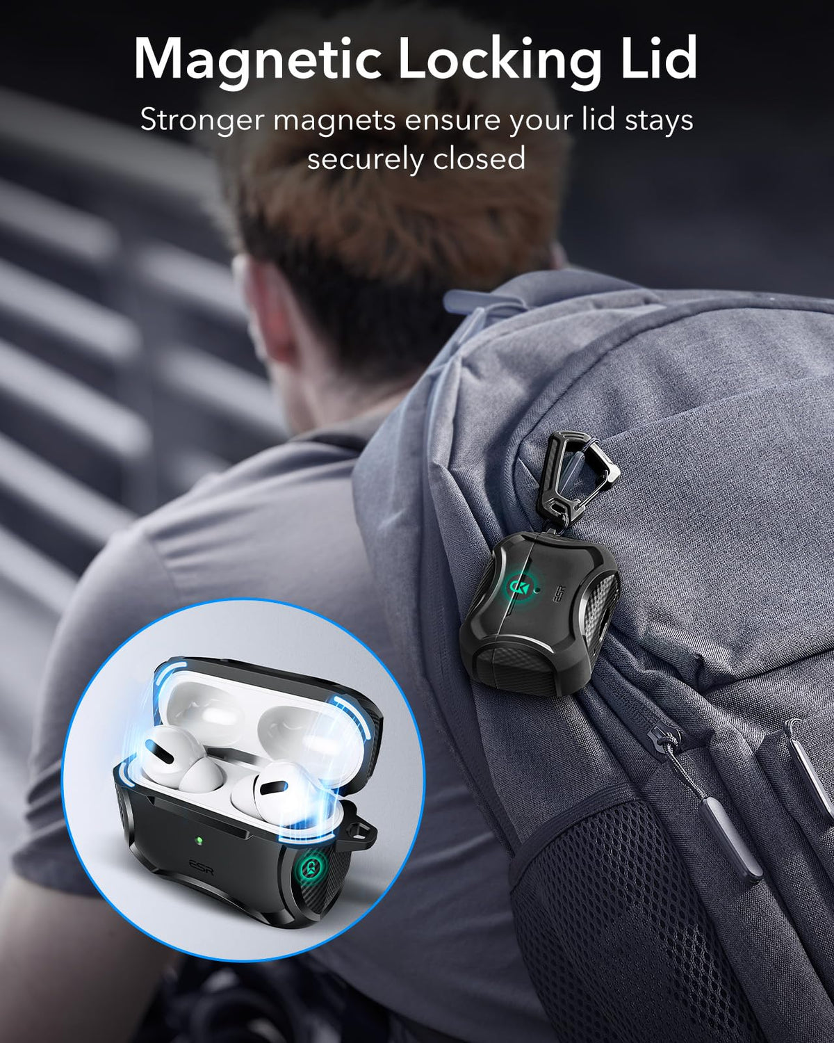 ESR AirPods Pro 2 case durable polymer shell for daily use.