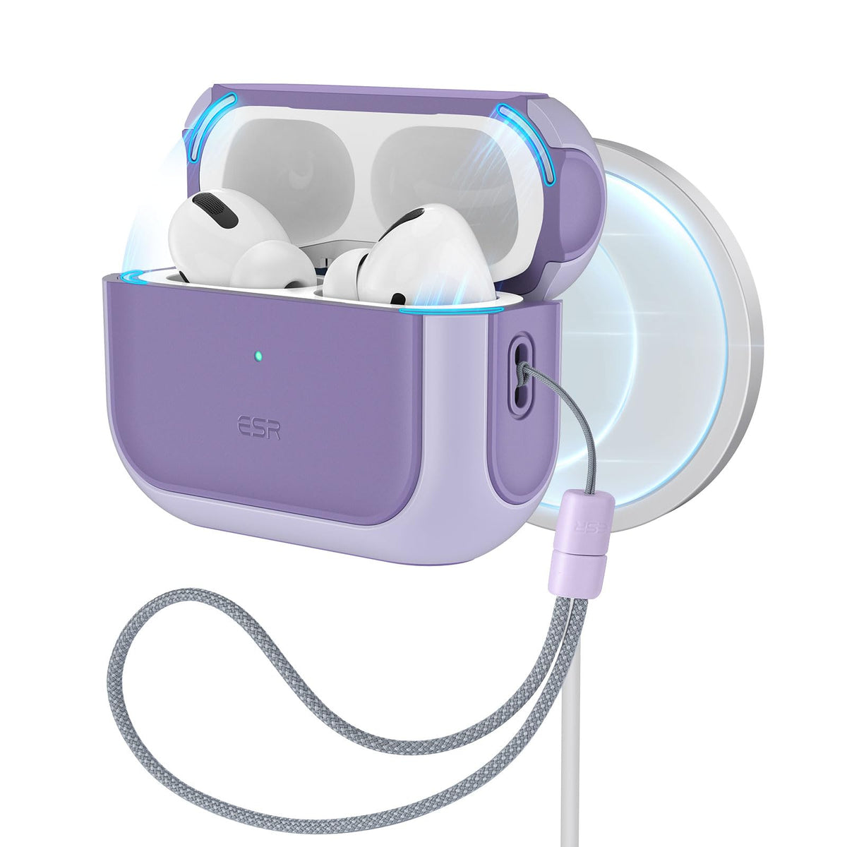 ESR AirPods Pro 2 purple case with MagSafe compatibility