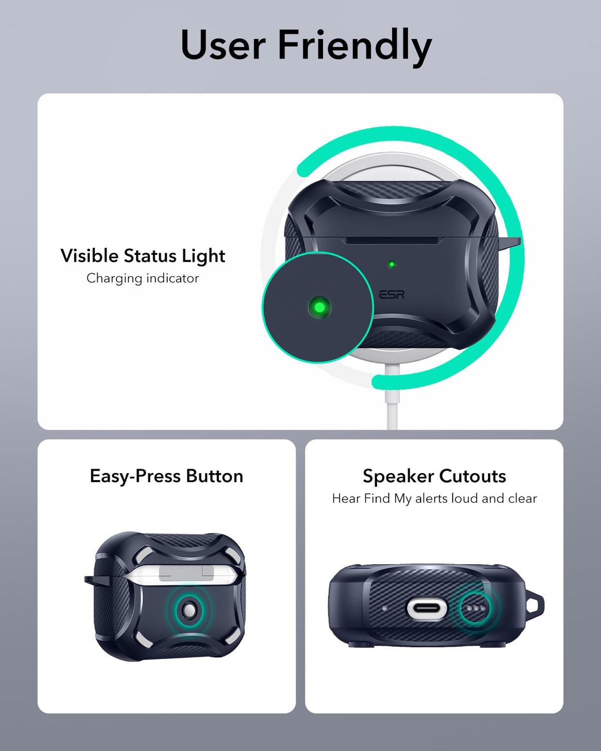 ESR AirPods Pro 2 case secure lid maintains closed fit