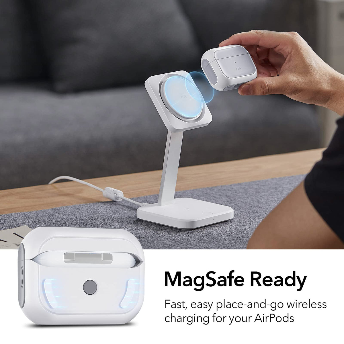 ESR AirPods Pro 2 case with shock-absorbing core guards the charging case.