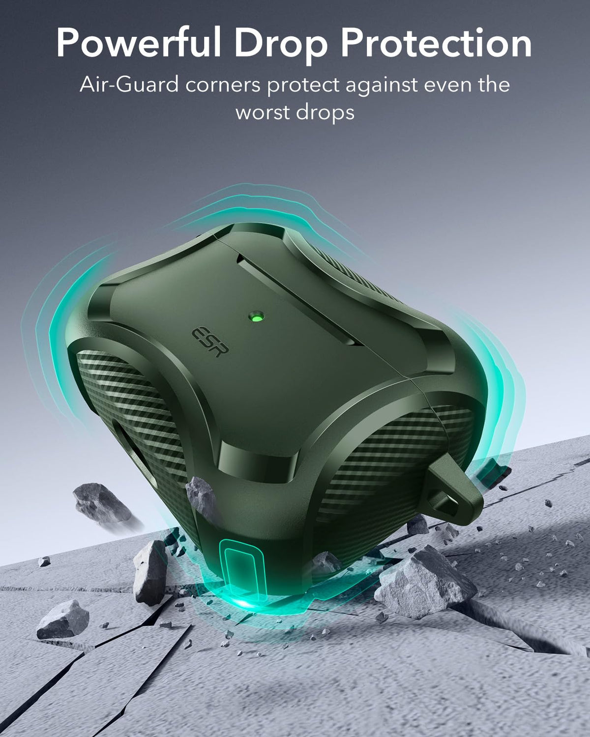 ESR AirPods Pro 2 green case compatible with Gen 1 and Gen 2 models.