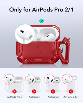ESR red AirPods Pro 2nd Gen case with magnetic lid closeup showing firm seal.