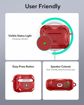 ESR red AirPods Pro 2nd Gen case adds bold style with reliable protection.