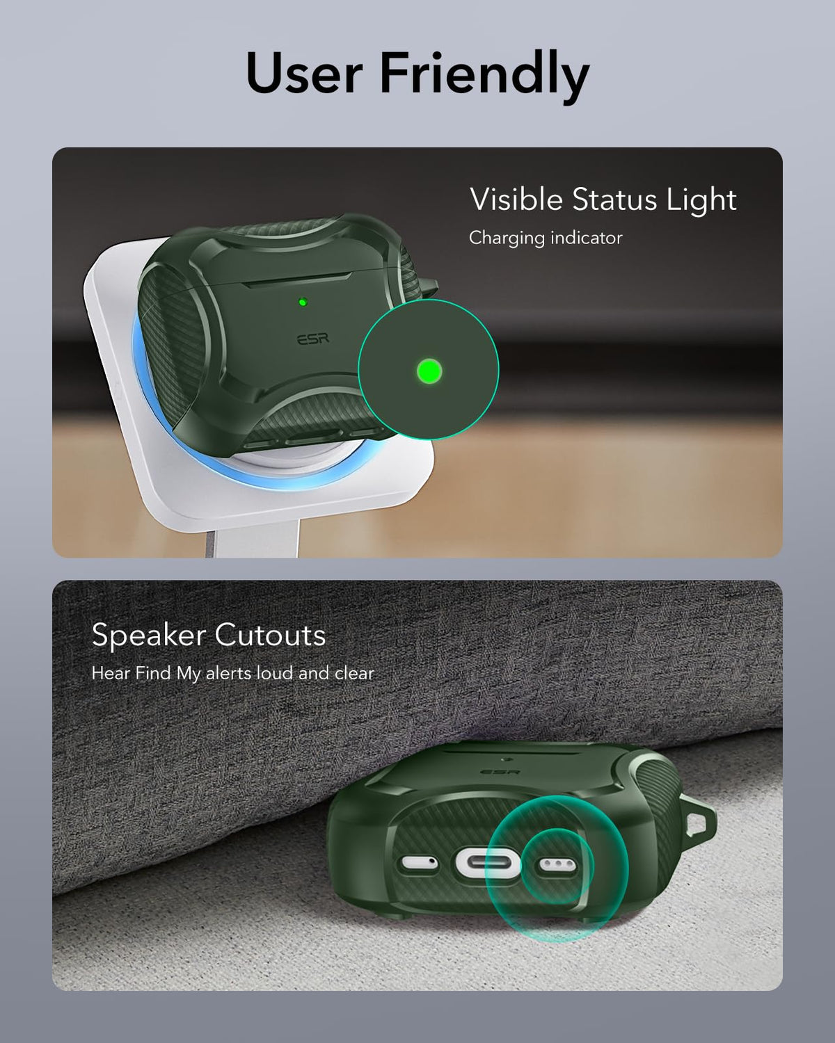 ESR AirPods Pro 3 Case Cyber Green Cyber Series design with rugged style