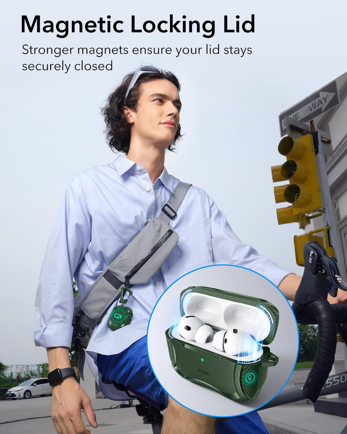 ESR AirPods Pro 3 Case Cyber Green drop protection at corners