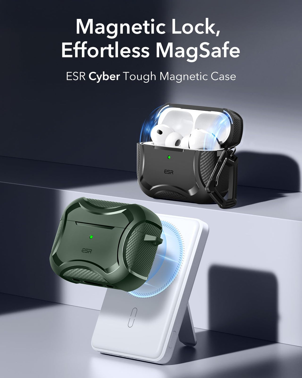 ESR AirPods Pro 3 Case Cyber Green MagSafe-ready back for easy charging