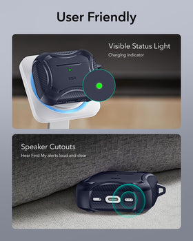 ESR AirPods Pro 3 Cyber Navy case, product packshot emphasizes style and protection
