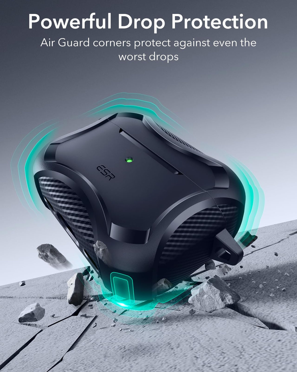 ESR AirPods Pro 3 Cyber Navy case, status light visible for at-a-glance charge checks