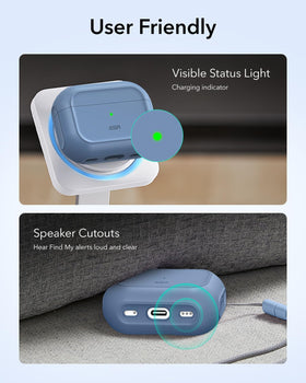 ESR AirPods Pro 3 Case dark blue, pocket-friendly design for on-the-go use.