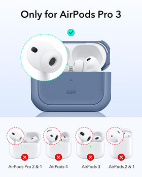 ESR AirPods Pro 3 Case dark blue, side view, snug fit with easy-grip edges.