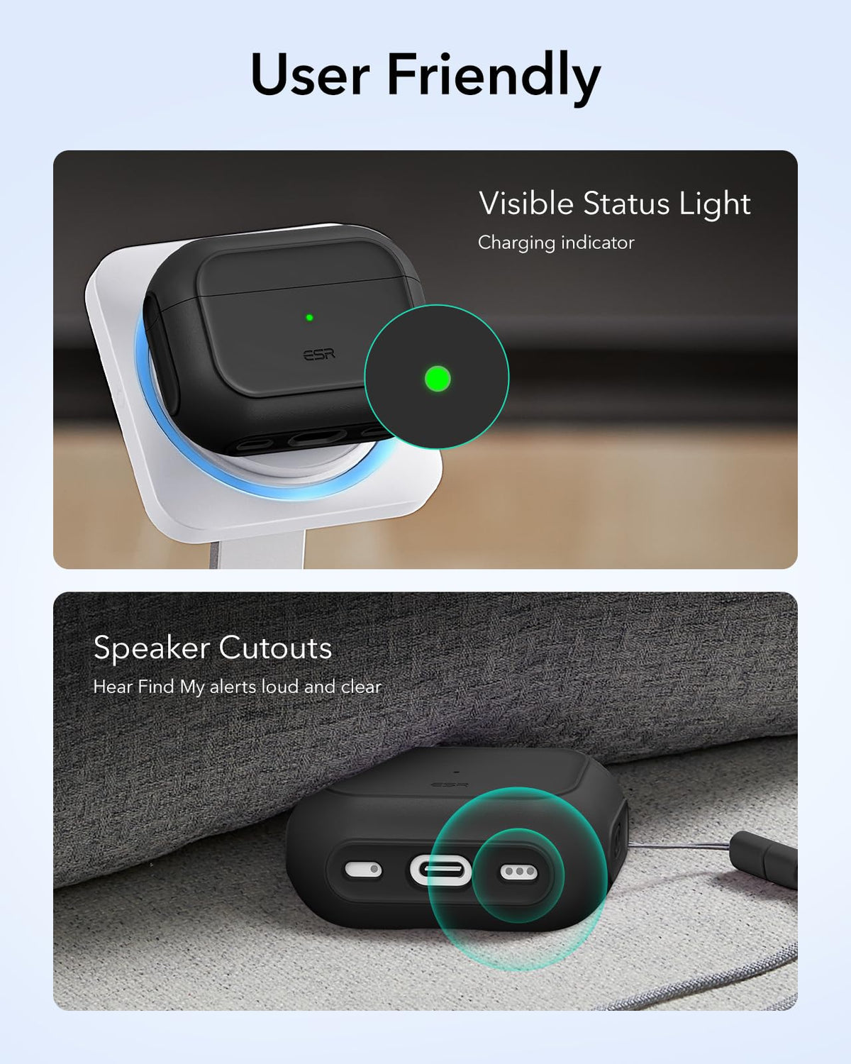 ESR AirPods Pro 3 case includes dedicated finder-friendly base openings