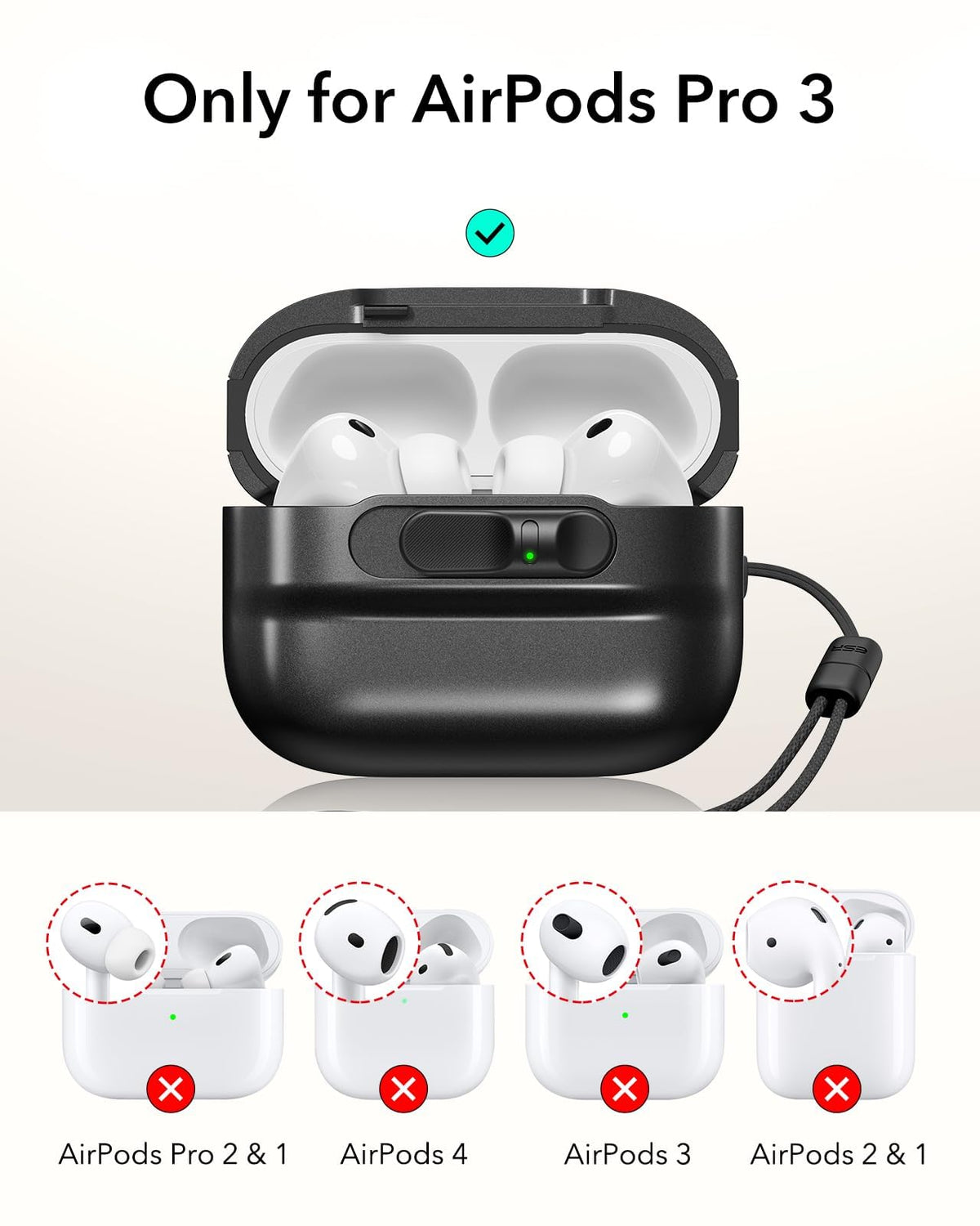 ESR AirPods Pro 3 case with drop-proof shell for everyday protection.
