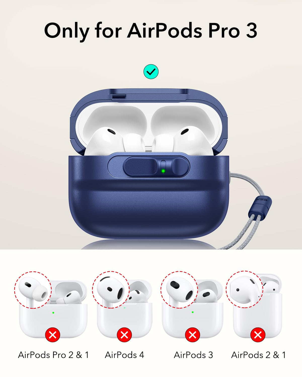 Durable ESR case for AirPods Pro 3 with drop protection and rugged shell
