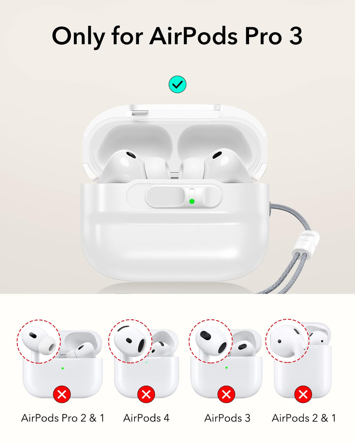 ESR AirPods Pro 3 case drop-resistant shell protects daily gear.