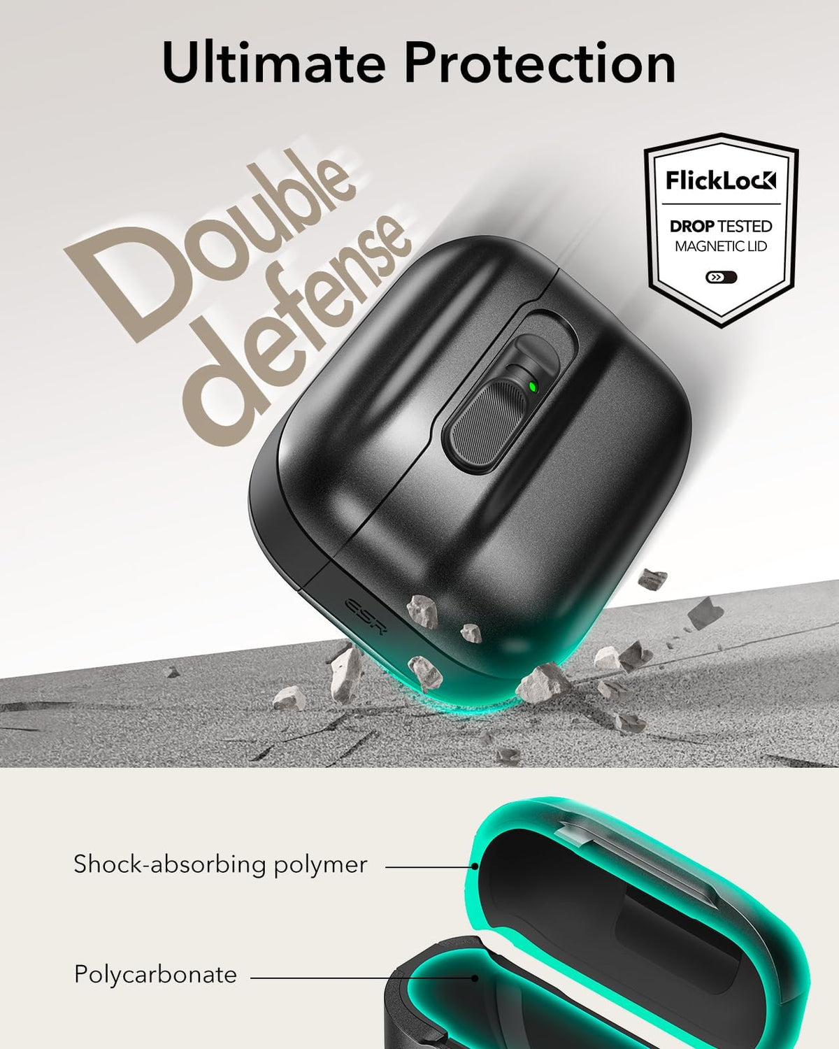 ESR AirPods Pro 3 case find my alerts via built-in speaker cutouts for notifications.