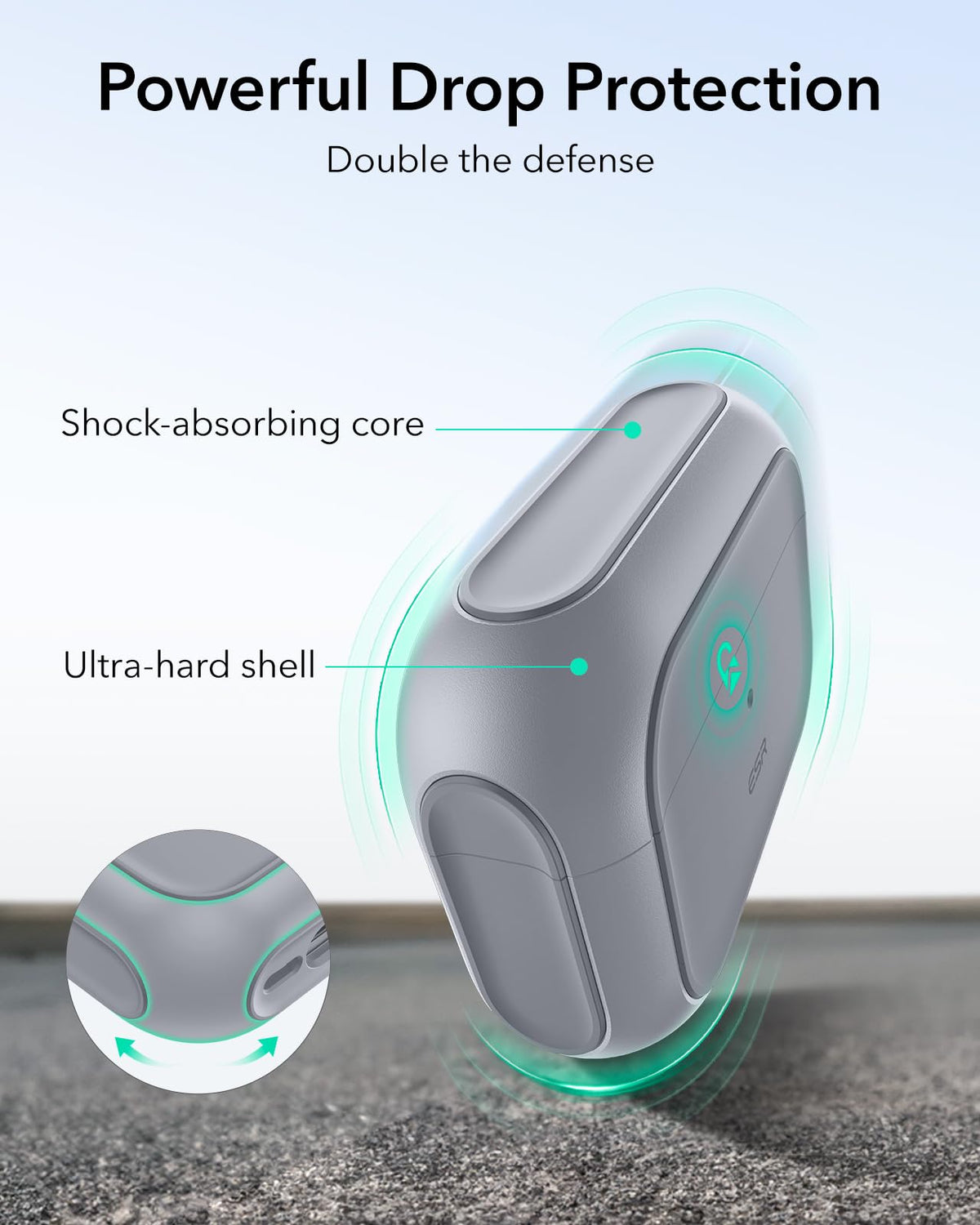 ESR AirPods Pro 3 case gray durable shell protects from drops