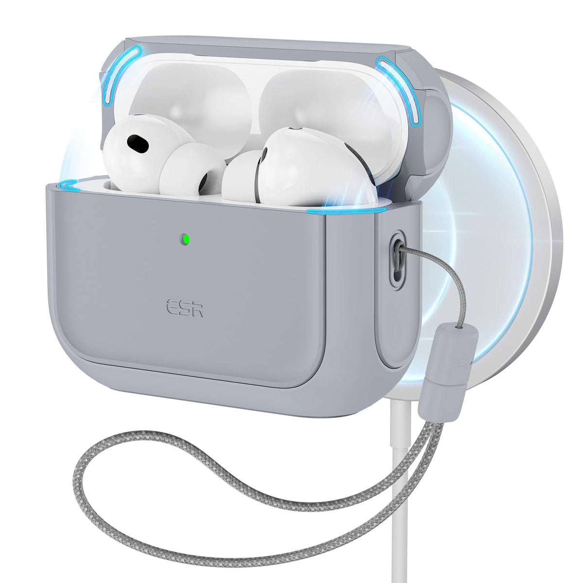ESR AirPods Pro 3 case gray front view with protective shell for daily use