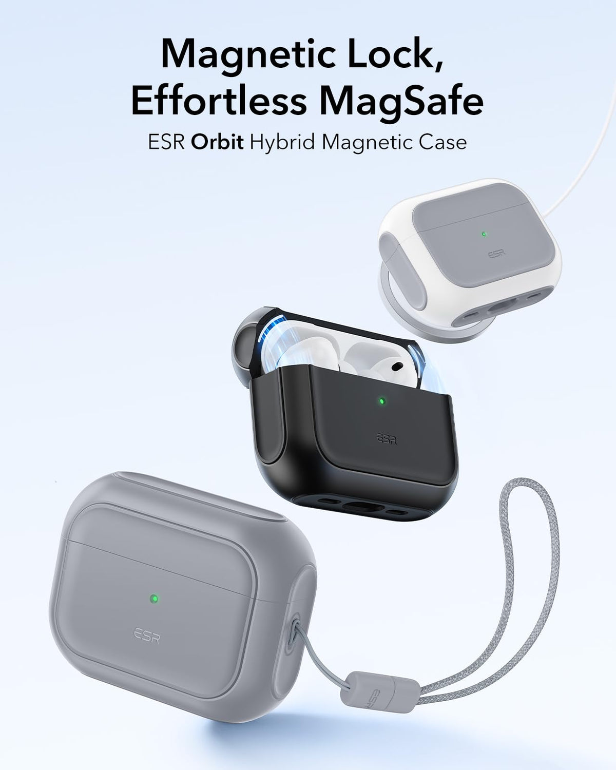ESR AirPods Pro 3 case gray side shot highlighting slim profile