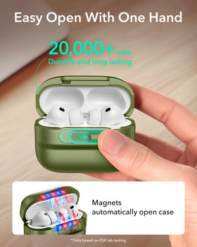 ESR AirPods Pro 3 Case green, MagSafe charging alignment for easy wireless power.