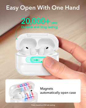 ESR AirPods Pro 3 case LED display shows real-time status.