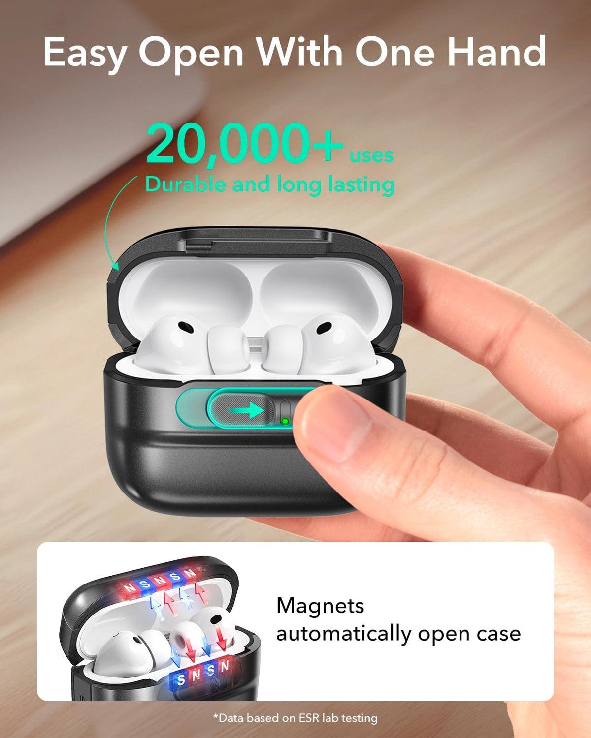 ESR AirPods Pro 3 case LED status display for real-time charging and pairing updates.