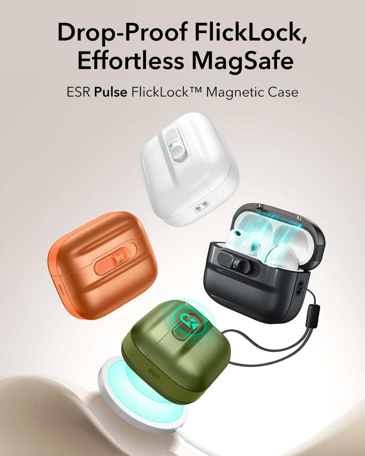 ESR AirPods Pro 3 Case magnetic latch close-up highlighting strong magnet grip.