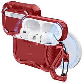 ESR AirPods Pro 3 Case with Magnetic Lid showing secure closure in red