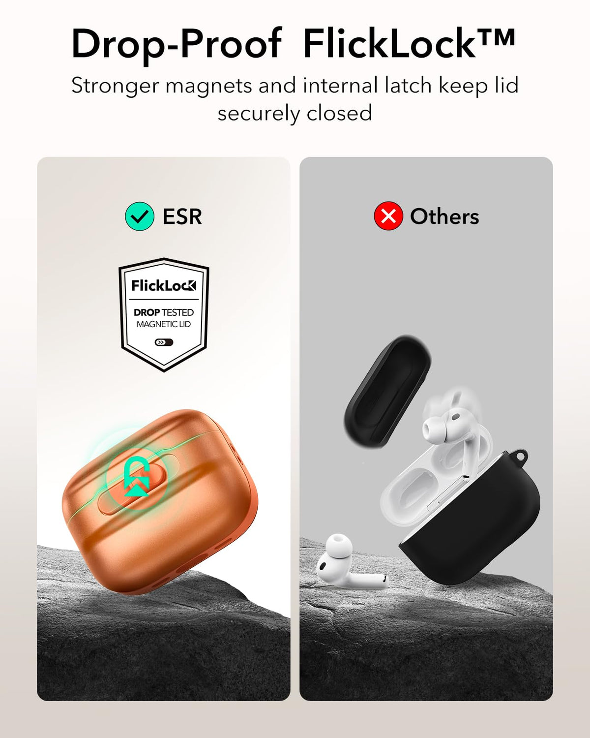 ESR AirPods Pro 3 Case MagSafe compatibility and effortless wireless charging alignment.