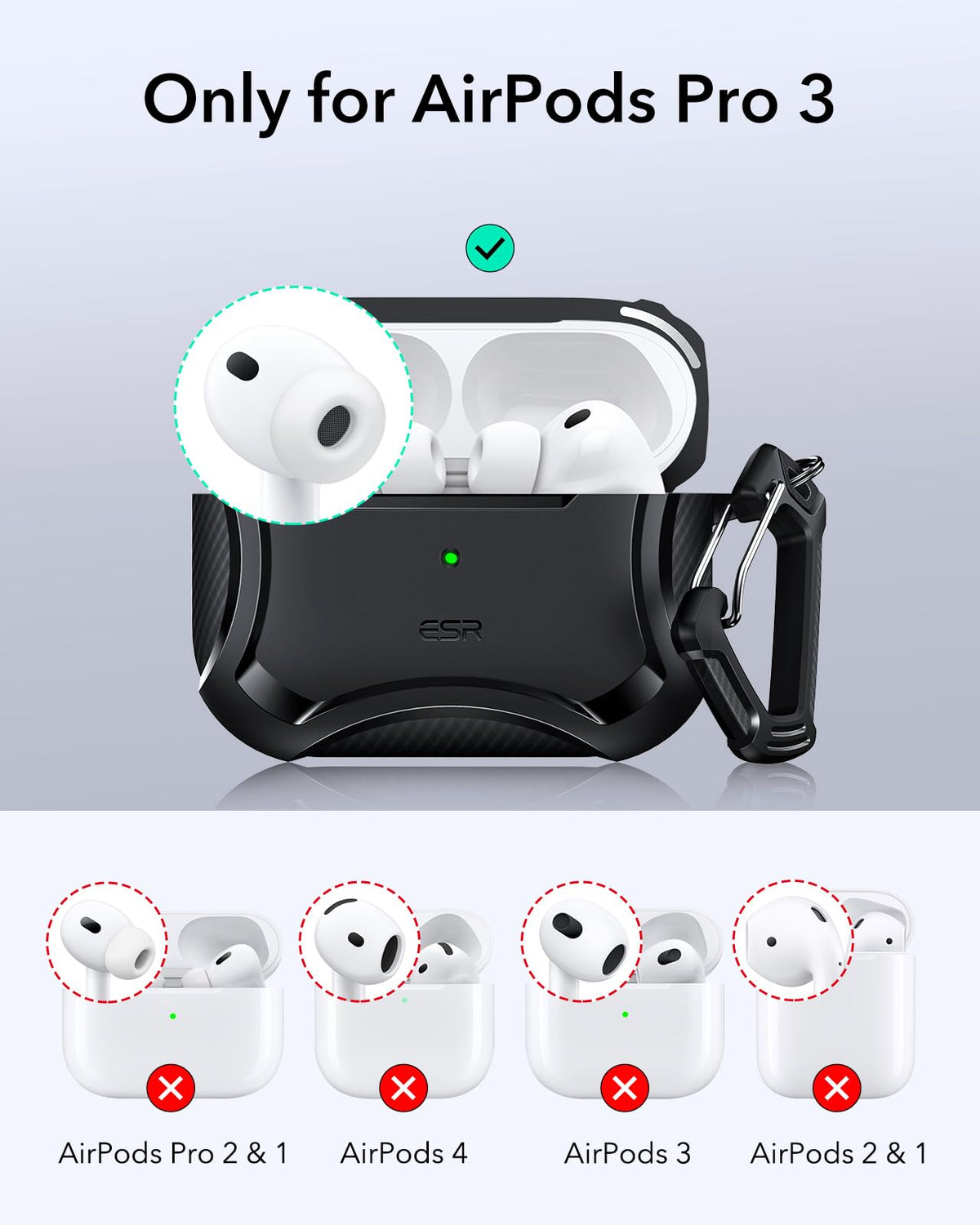 Back view of ESR AirPods Pro 3 Case showing MagSafe compatibility