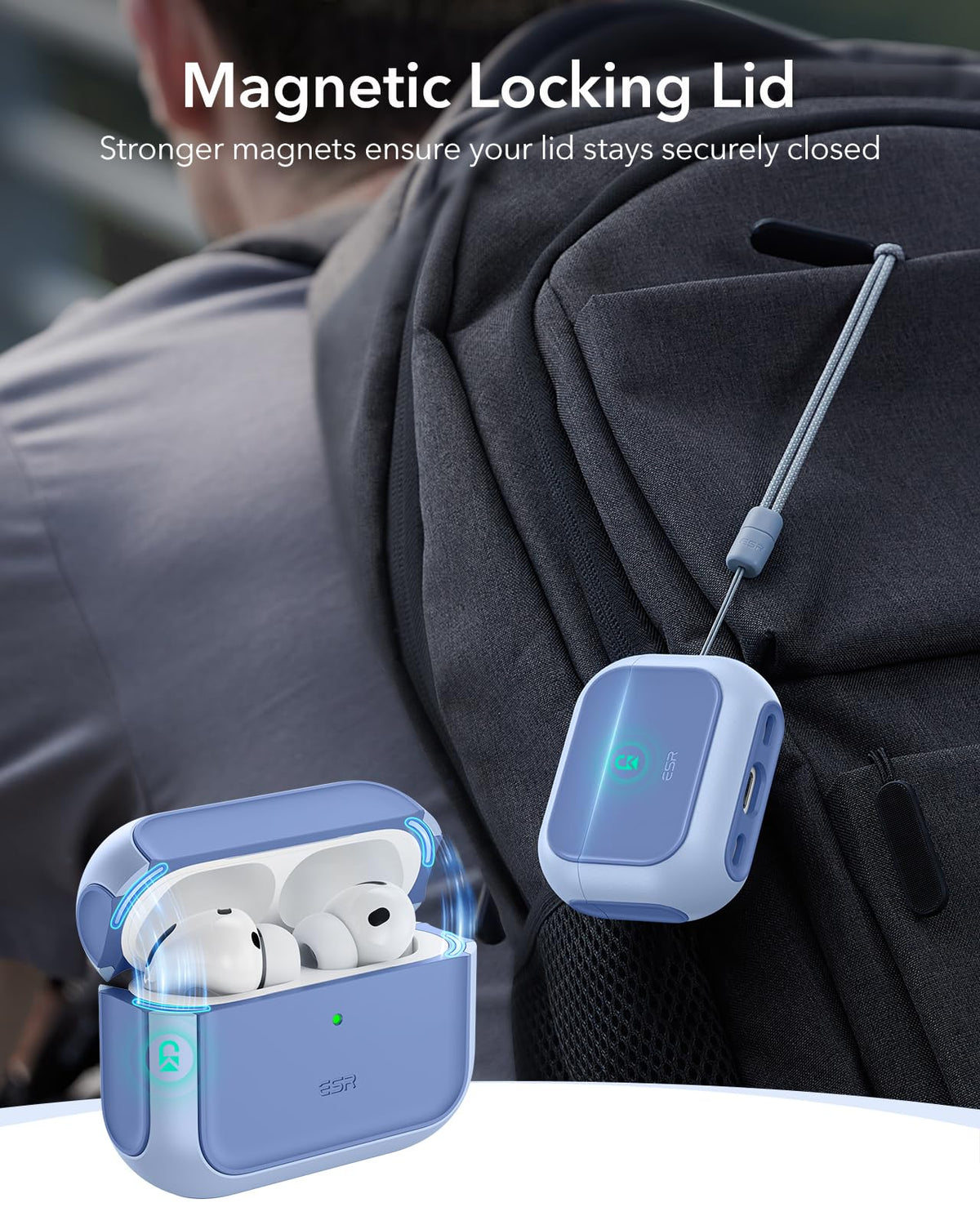 ESR AirPods Pro 3 case navy blue drop protection with hard shell and shock core.
