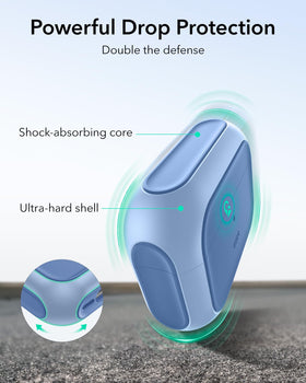 ESR AirPods Pro 3 case navy blue speaker cutouts for clear Find My alerts.